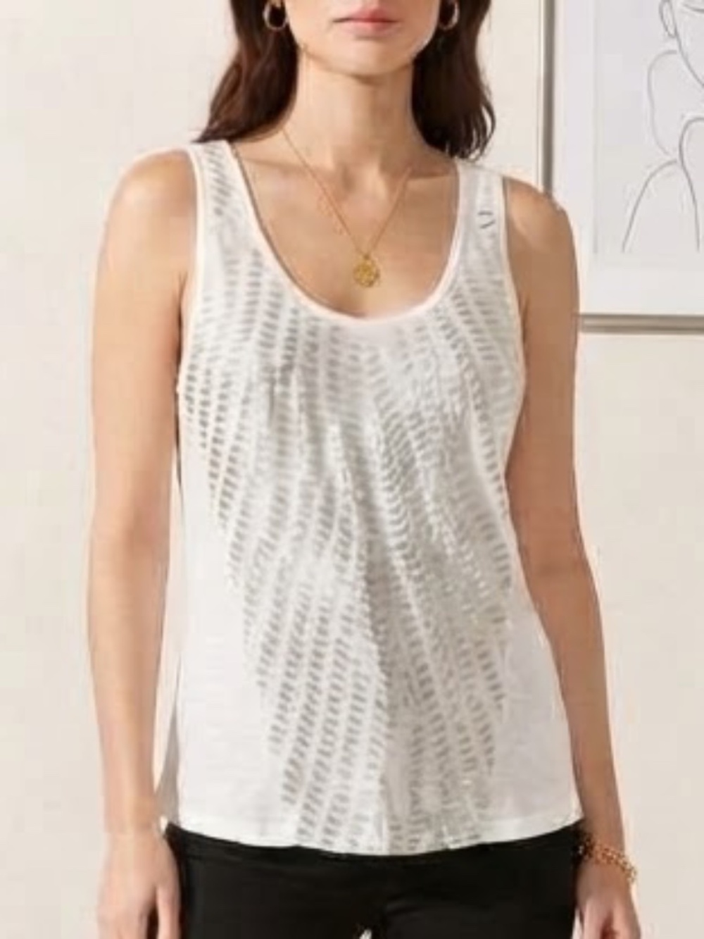 White Metallic Detail Tank Top